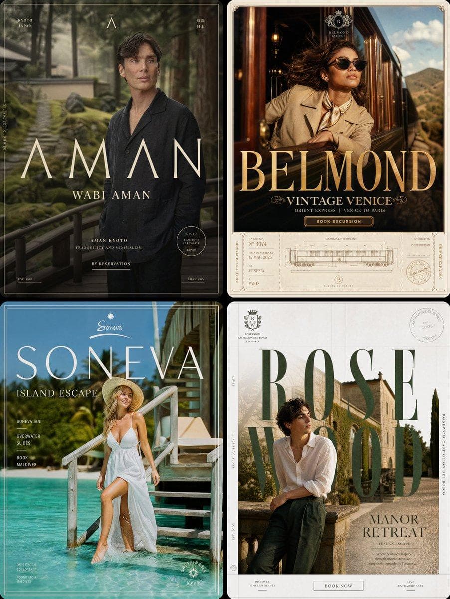 Aman Resorts × Cillian Murphy — "WABI AMAN" FORMAT: Ultra-Premium Hospitality SMM Poster | 4:5 | Instagram Hero | Behance Front Page Quality CORE STRATEGY: Wabi-sabi tranquility. Natural stone textures, soft-focus landscapes, and minimal margins.CAMPAIGN: "WABI AMAN"MASTER VISUAL: Modern clean AMAN typography (75% canvas) in warm cream. HERO SUBJECT: Cillian Murphy. Charcoal linen resort jacket, calm and serene expression.POSE: Standing on a wooden deck overlooking a Japanese garden, looking off-camera. COLOR SYSTEM: Warm Cream, Charcoal, Bamboo Green, Stone Grey.BACKGROUND: Misty moss-covered stone path and cedar trees of Kyoto, slightly out of focus. GRAPHIC SYSTEM: Thin border frame, location stamp coordinates, minimal…